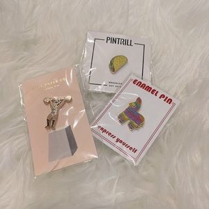 Enamel Pins (Taco, Piñata, Rifle Paper Co) Set of 3